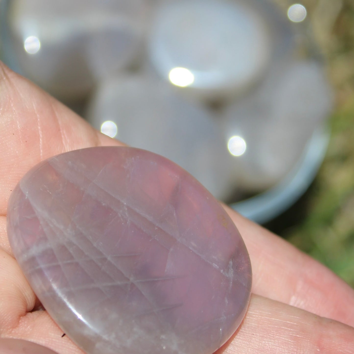 Blue Rose Quartz Palm Stone
