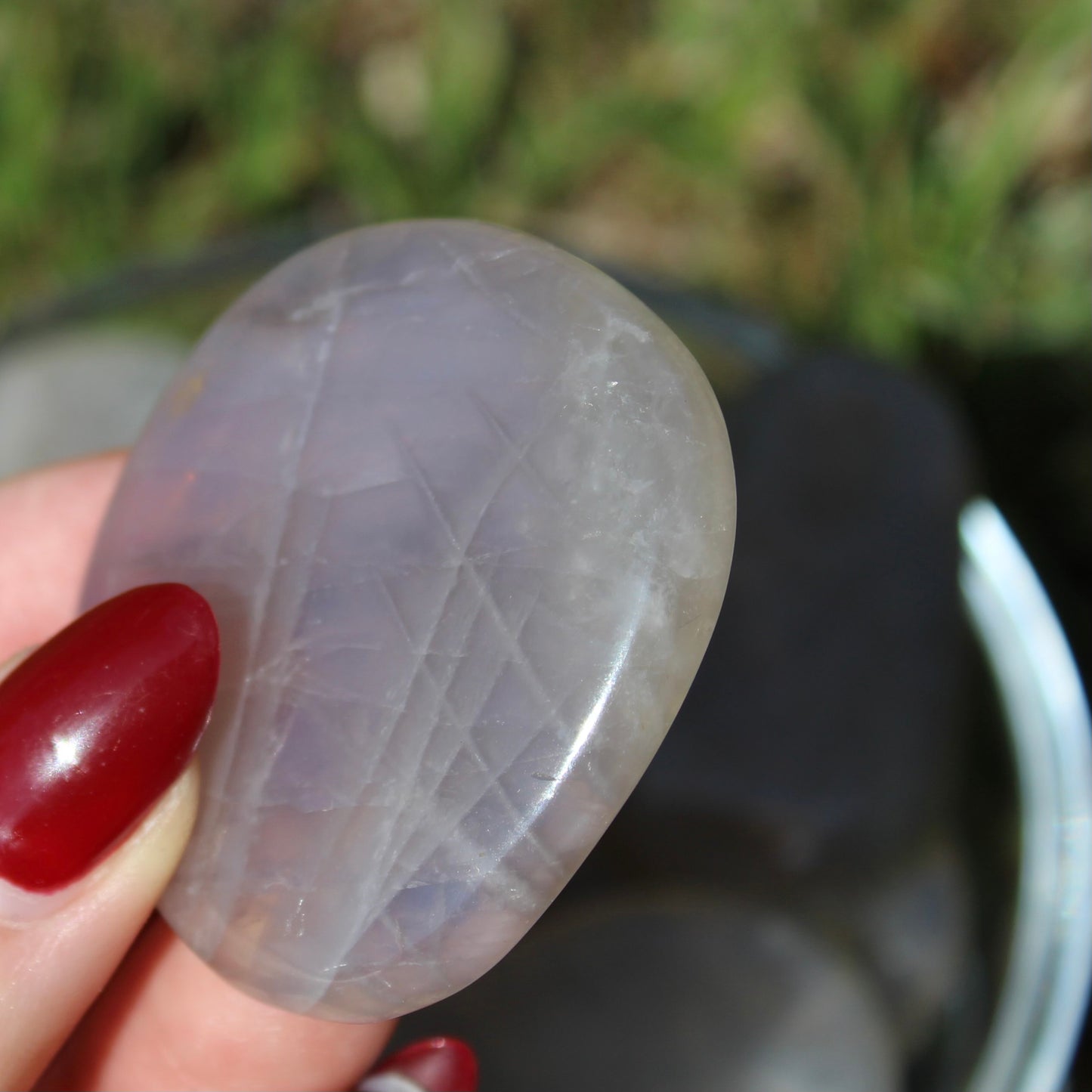 Blue Rose Quartz Palm Stone
