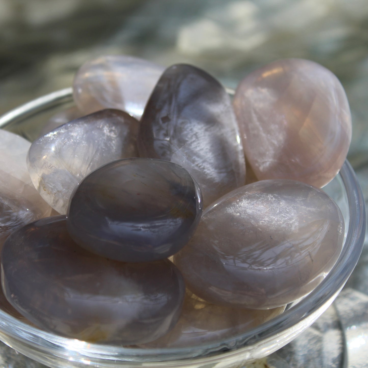 Blue Rose Quartz Palm Stone