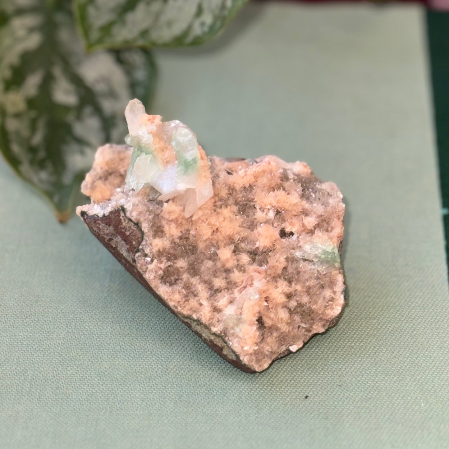 Orange Heulandite with Green Apophyllite and Cream Stilbite - D